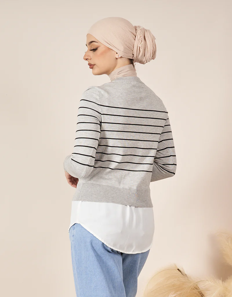 Stripe Knit Chiffon Jumper - Image 18