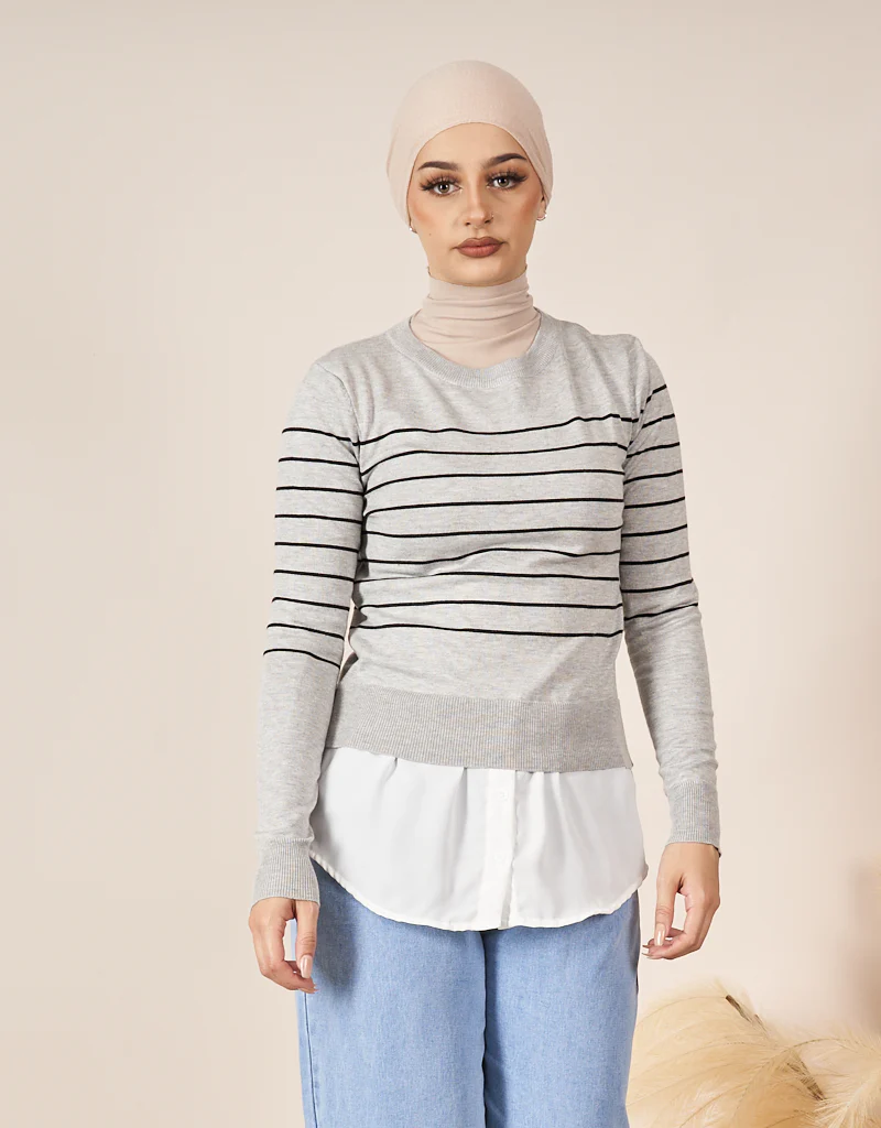 Stripe Knit Chiffon Jumper - Image 19