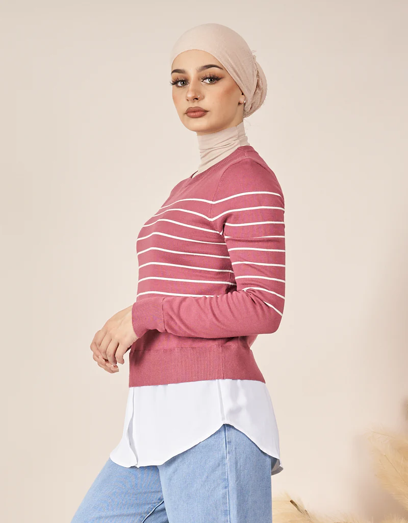 Stripe Knit Chiffon Jumper - Image 2