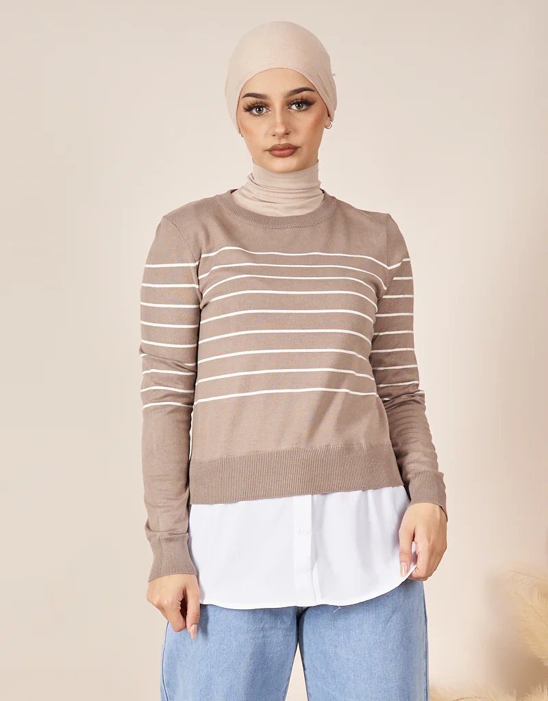 Stripe Knit Chiffon Jumper - Image 5