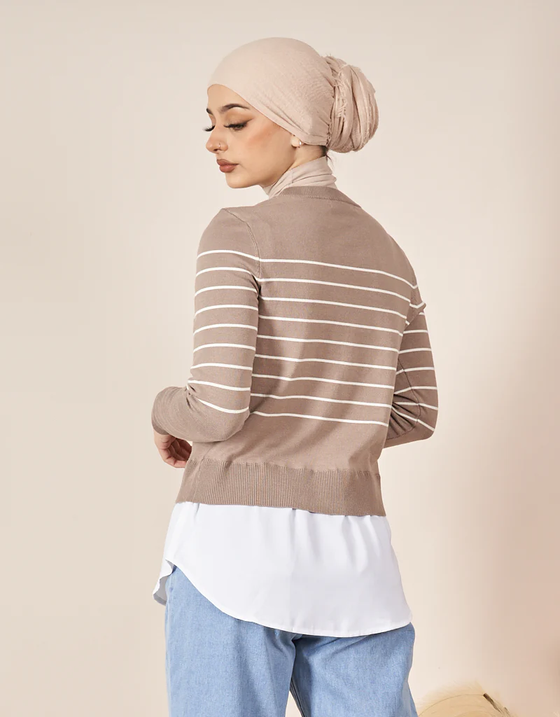 Stripe Knit Chiffon Jumper - Image 7