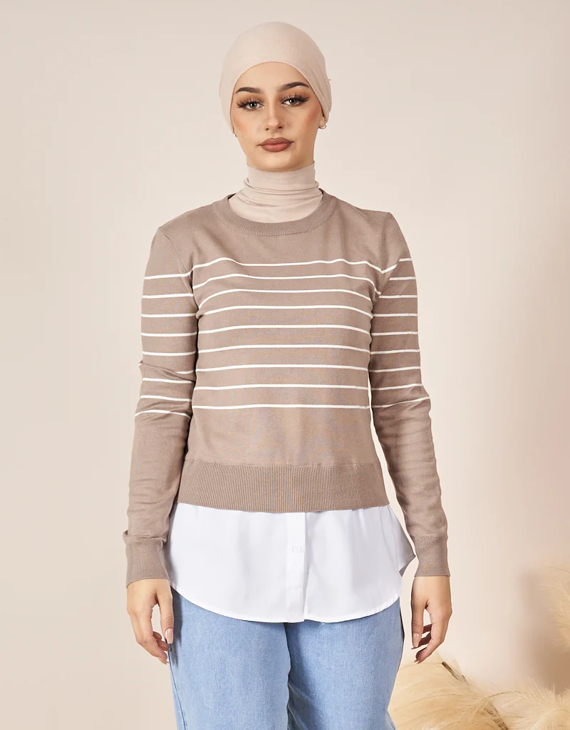 Stripe Knit Chiffon Jumper - Image 8