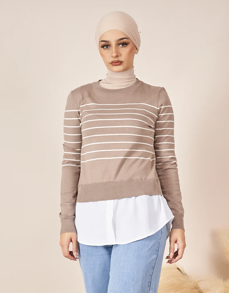Stripe Knit Chiffon Jumper - Image 9