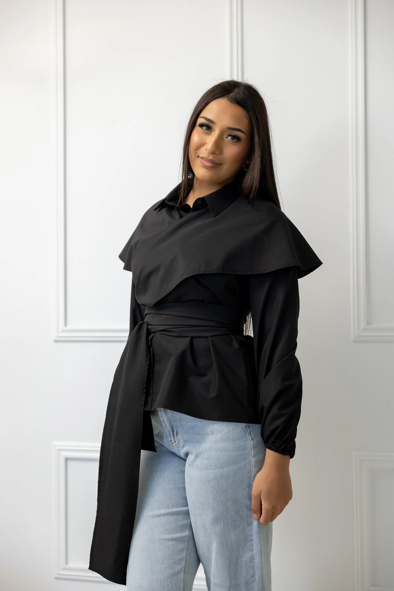 The Crescent Sakura Wrap Detailed Shirt