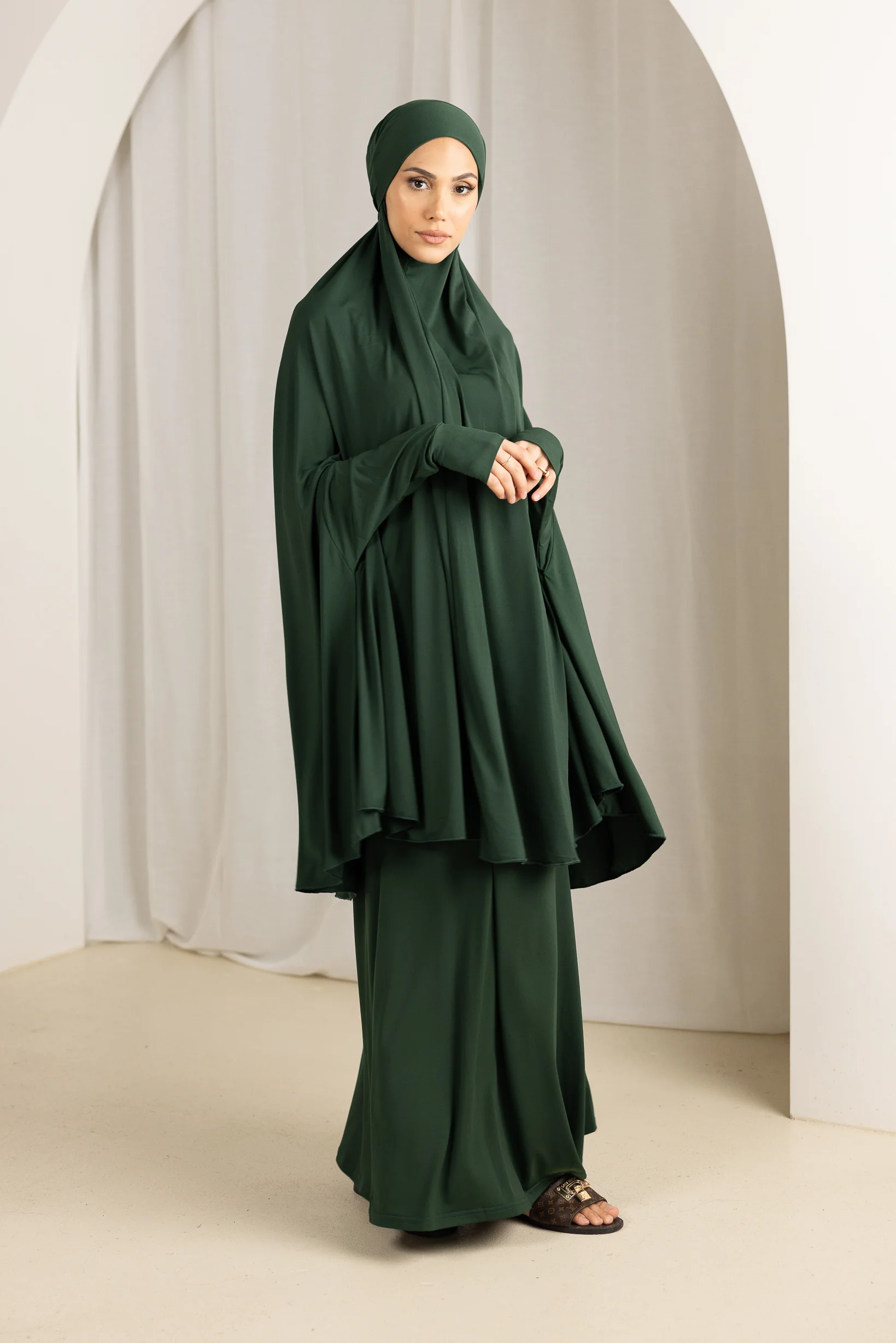 Tie Back Jilbab Prayer Set Sleeves - Dark Shades - Image 16