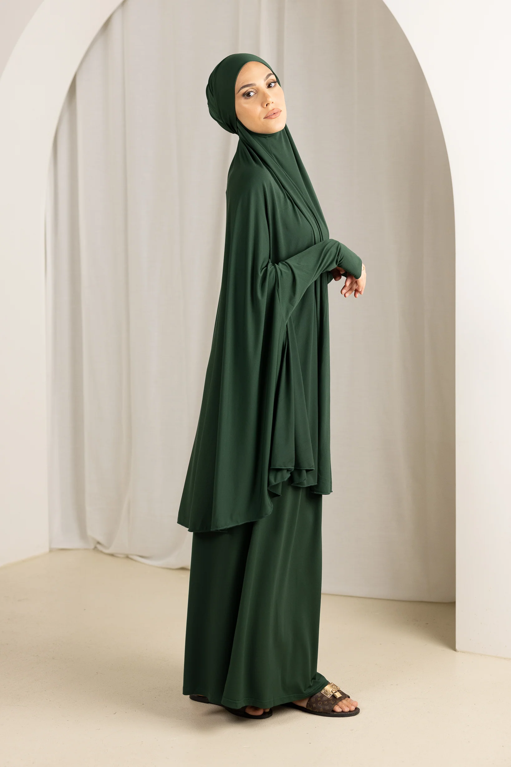 Tie Back Jilbab Prayer Set Sleeves - Dark Shades - Image 17