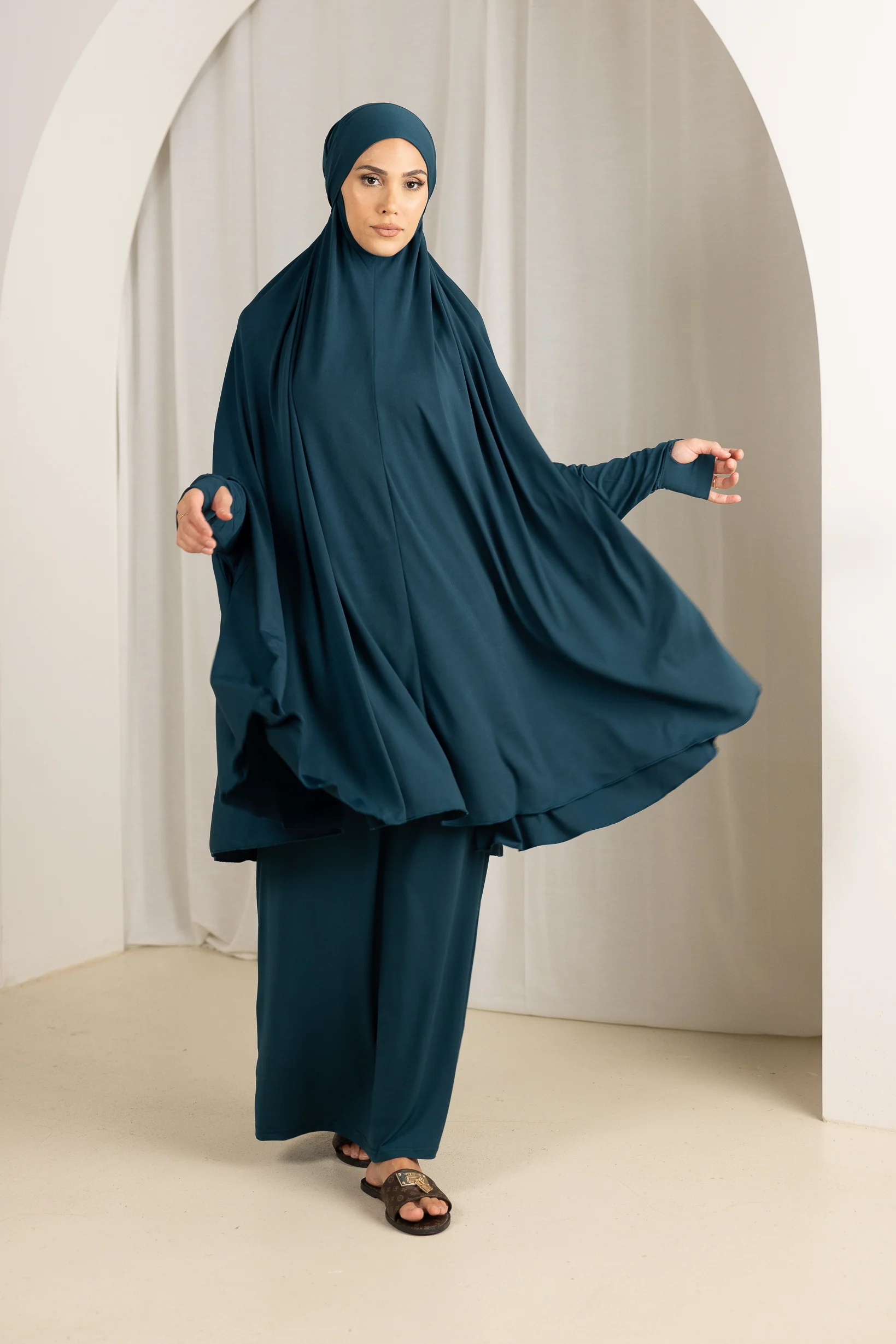 Tie Back Jilbab Prayer Set Sleeves - Dark Shades - Image 25