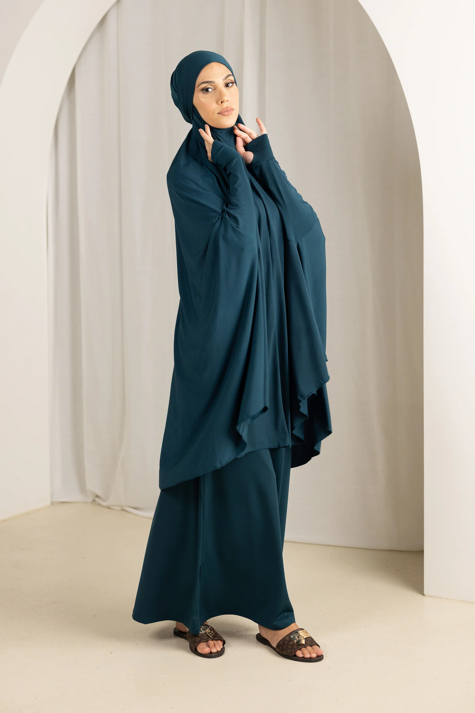 Tie Back Jilbab Prayer Set Sleeves - Dark Shades - Image 26