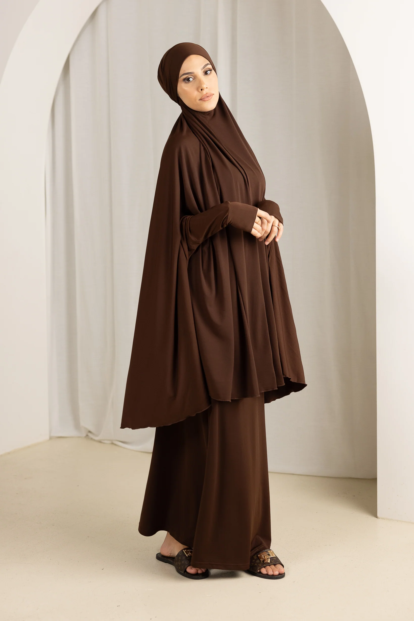 Tie Back Jilbab Prayer Set Sleeves - Dark Shades - Image 34