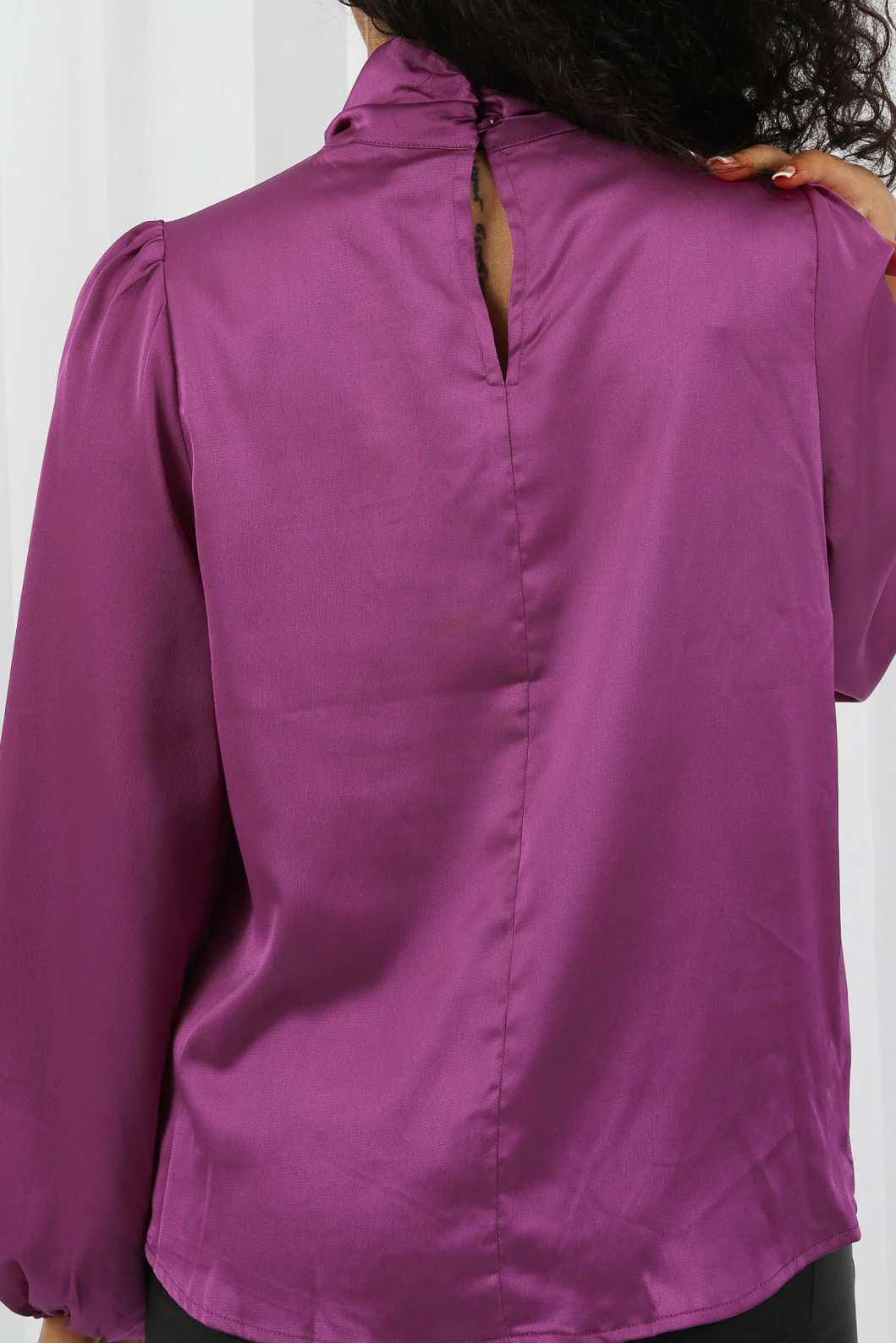 Twist Collar Satin Blouse - Image 14