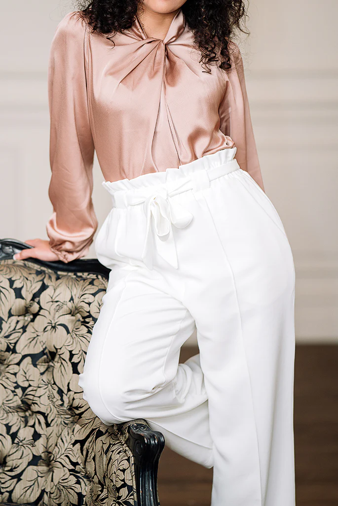 Twist Collar Satin Blouse - Image 5