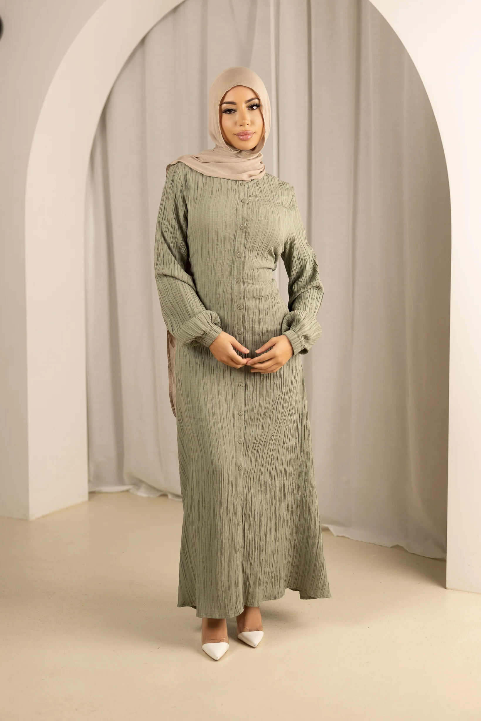 Waist Tie Button Up Dress