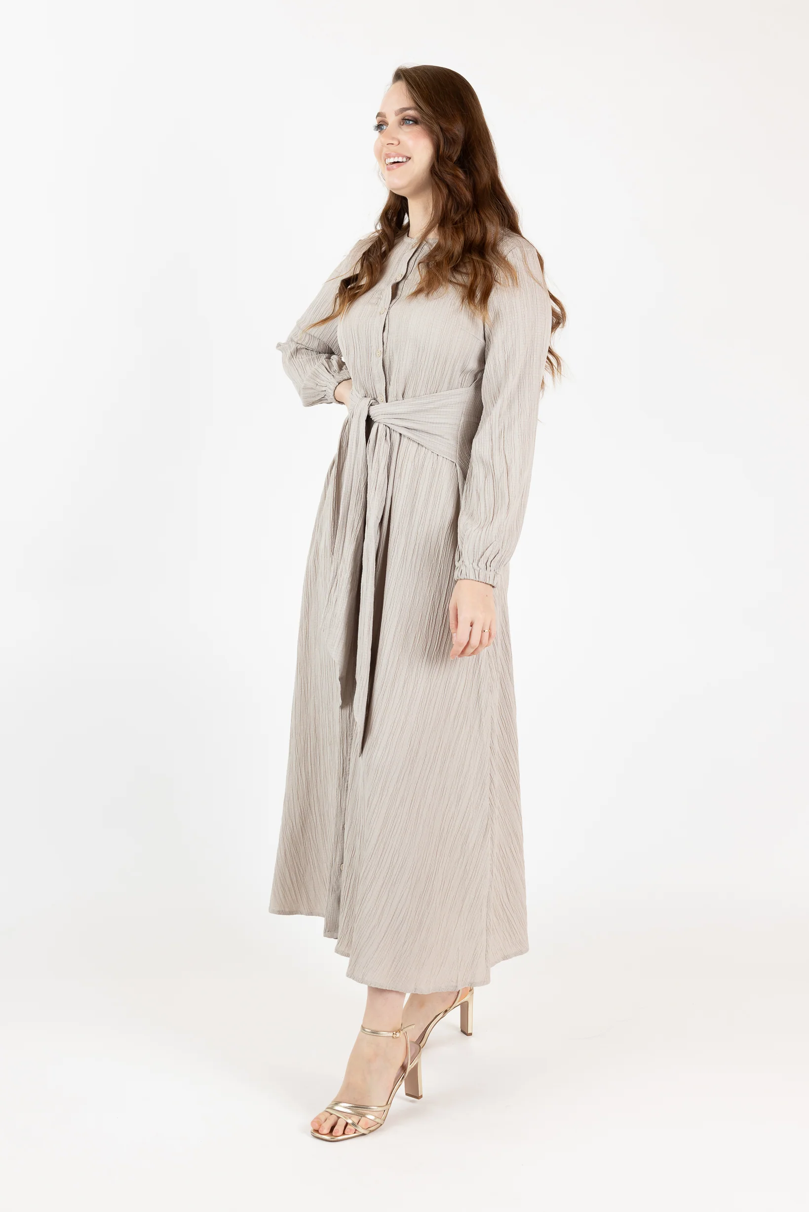 Waist Tie Button Up Dress - Image 10