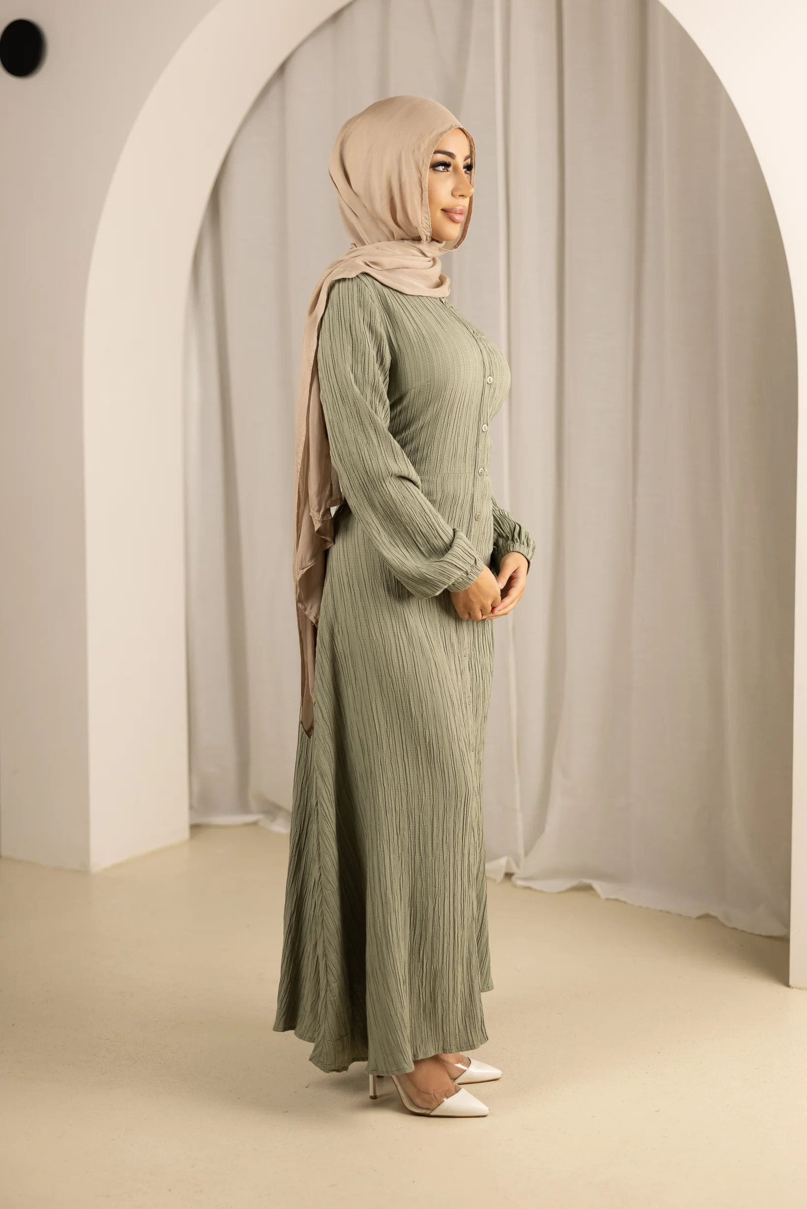 Waist Tie Button Up Dress - Image 3