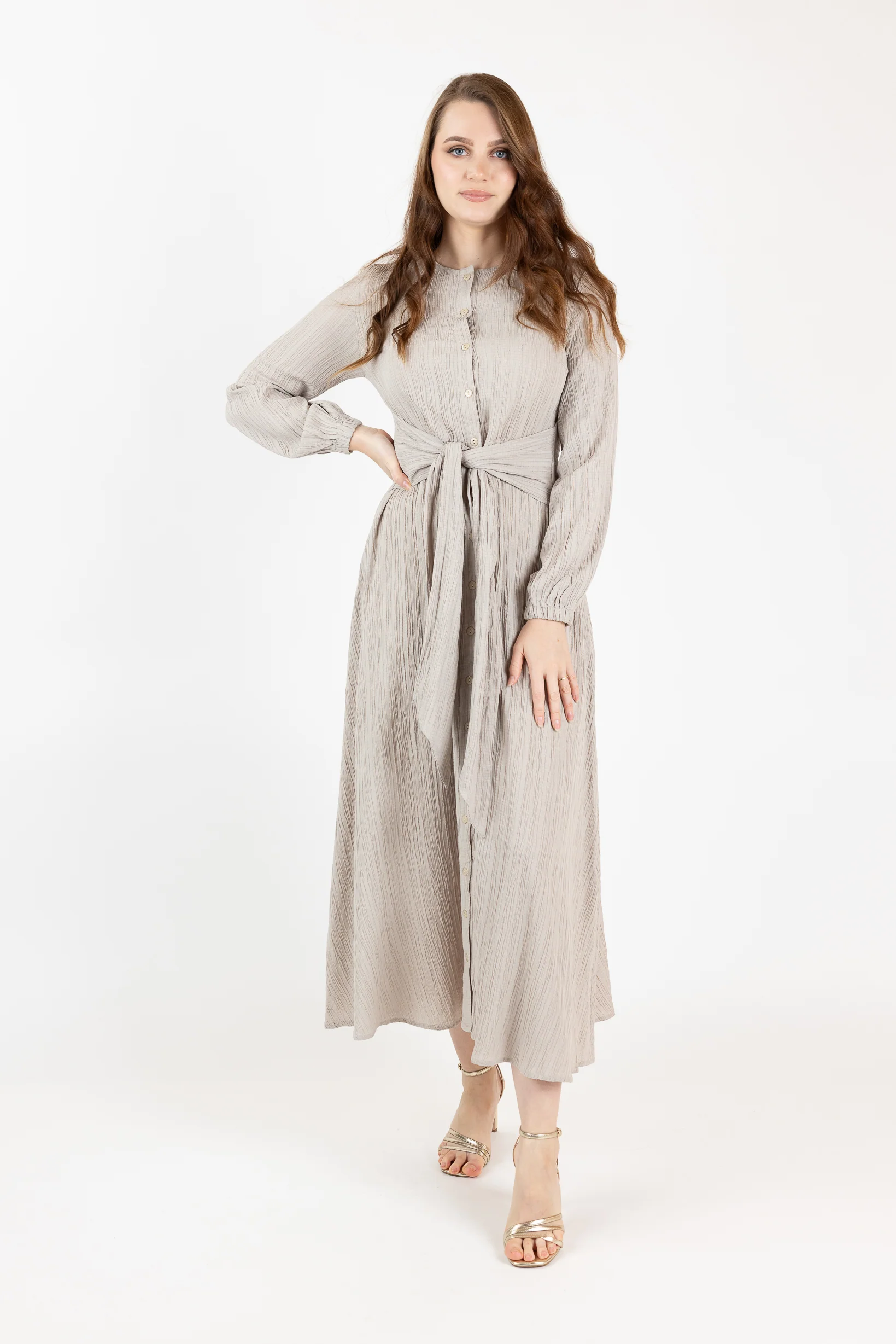 Waist Tie Button Up Dress - Image 8